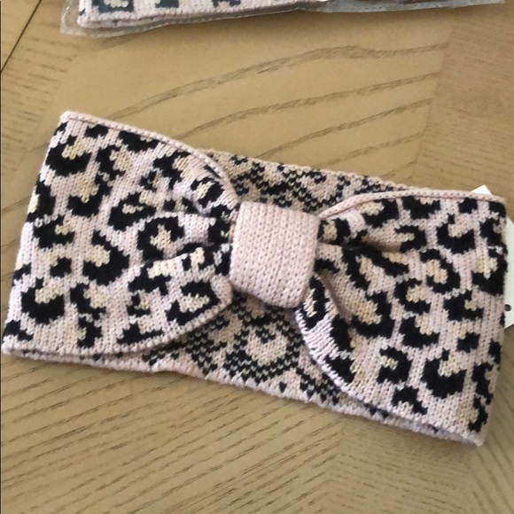 Knit leopard pink & black headband - Picture 4 of 5